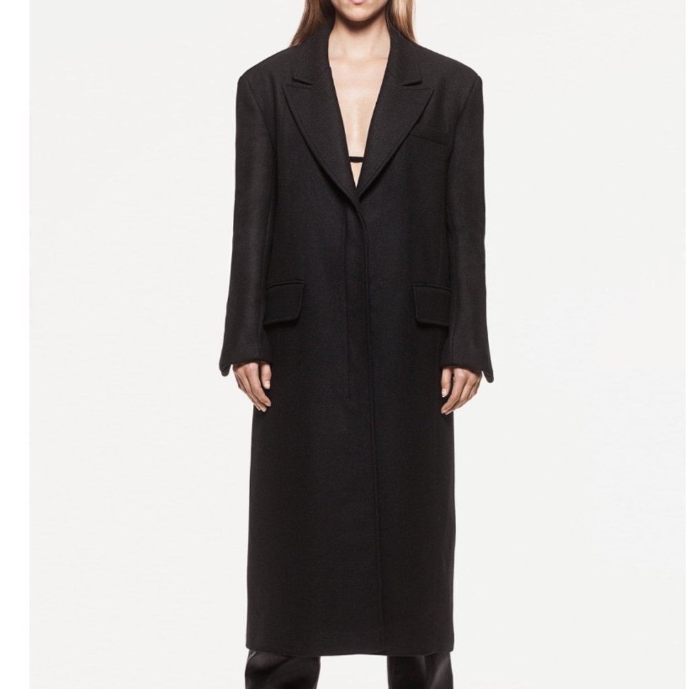 NWT ZARA WOOL BLEND BLACK LONG BOXY COAT